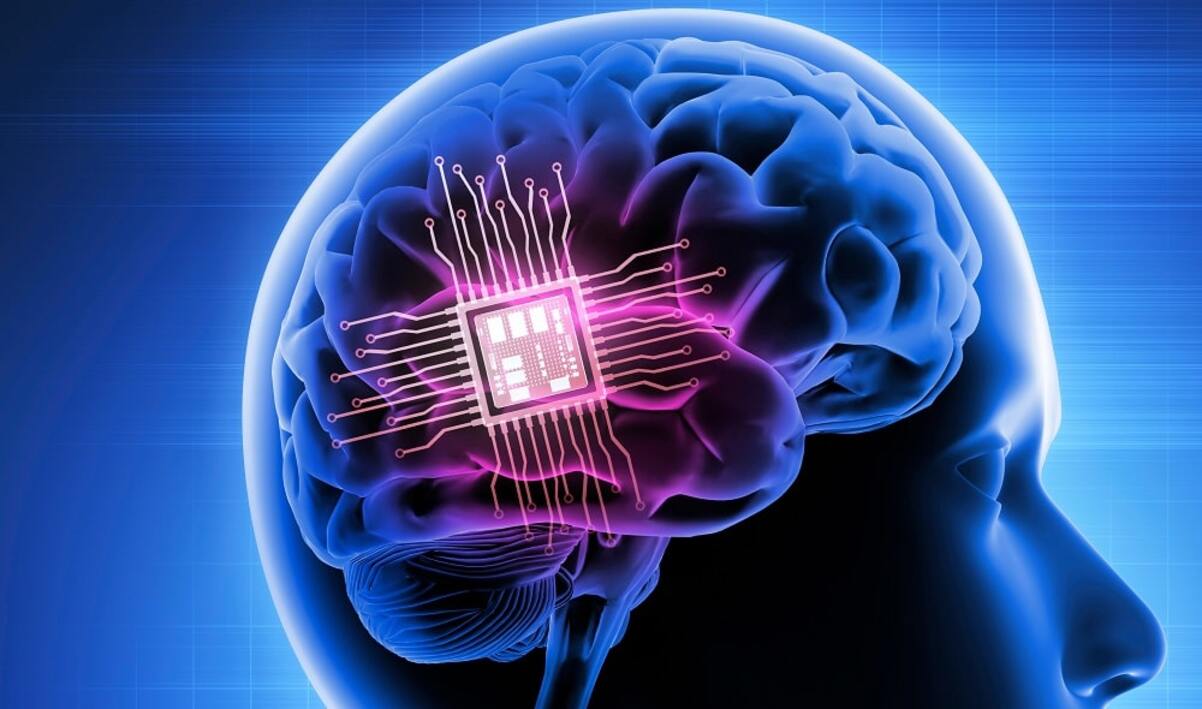 What happens when a chip is implanted in a human brain?