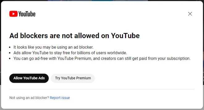 YouTube começa a barrar bloqueios de adsenses na plataforma