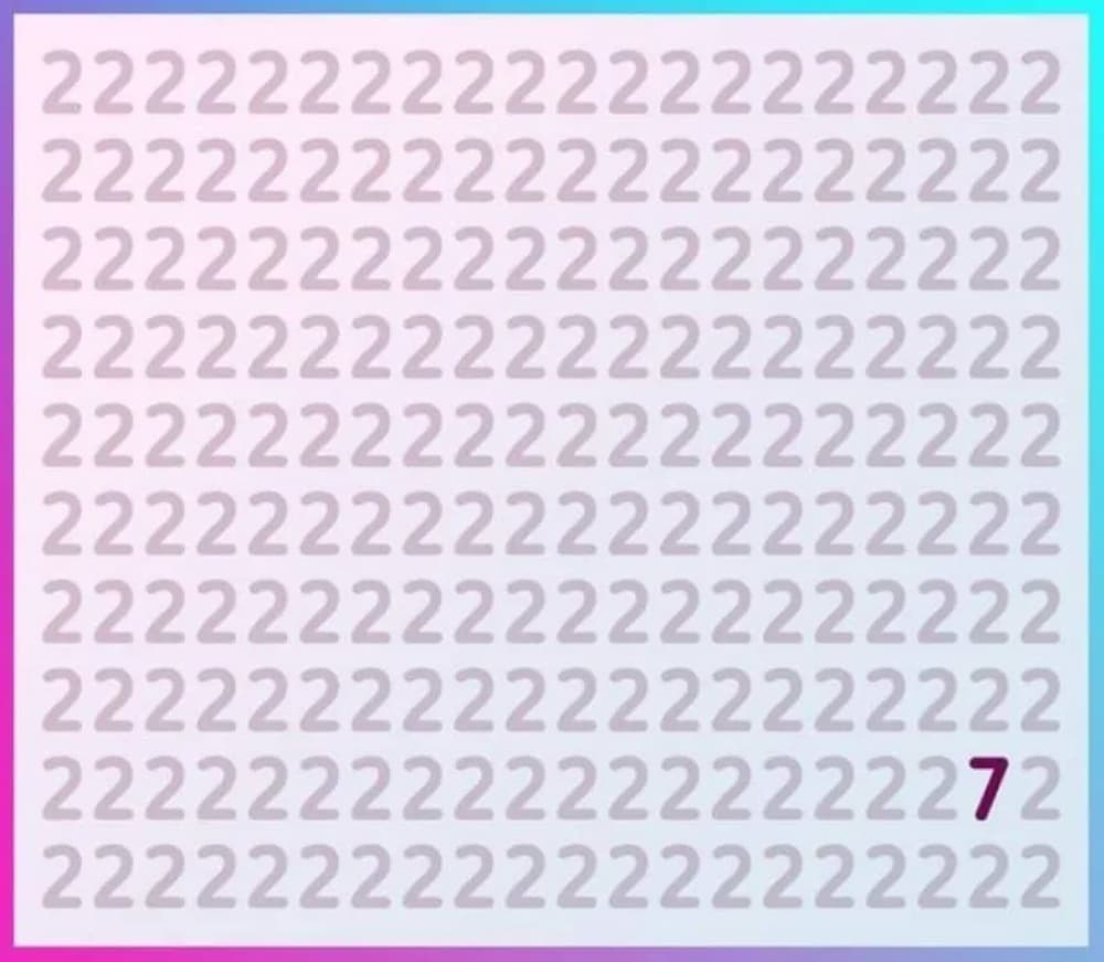Encontre o número '7' na confusão de números em até 8 segundos