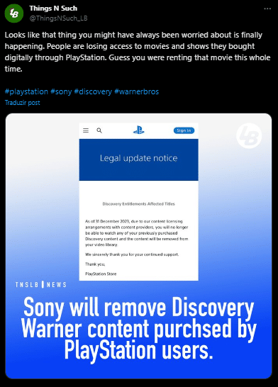 Sony anuncia la eliminación de contenidos comprados en PlayStation Store